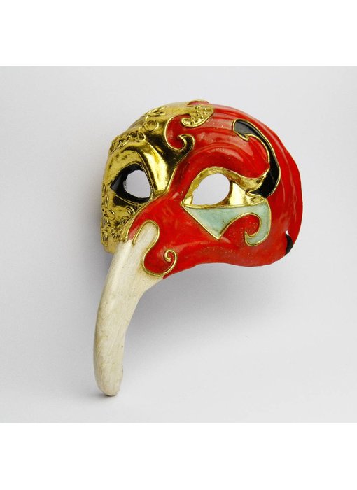 Plague Doctor mask 'Naso Lungo' (Gold/Red)