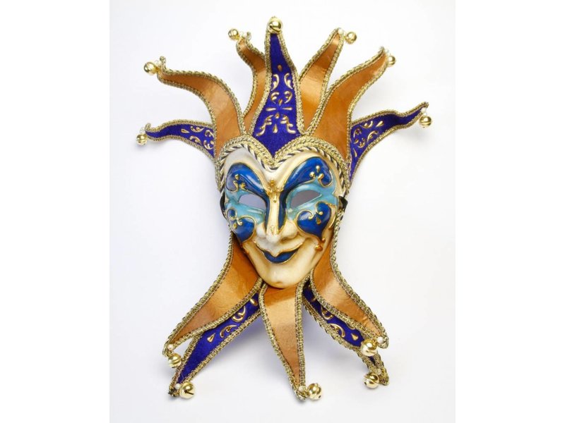 Venetian mask Jolly Joker with collar (blue)