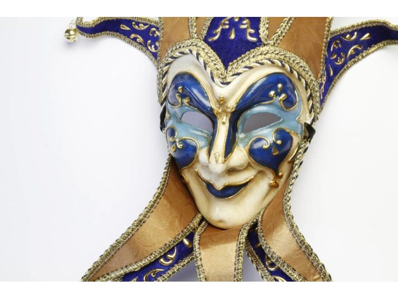 Venetian mask Jolly Joker with collar (blue)