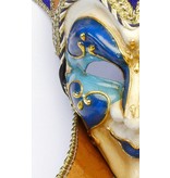 Maschera veneziana Jolly Joker con collare (blu)