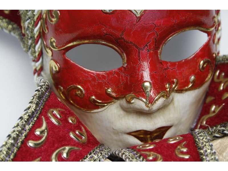 Maschera veneziana 'Jolly Joker' (velluto rosso)