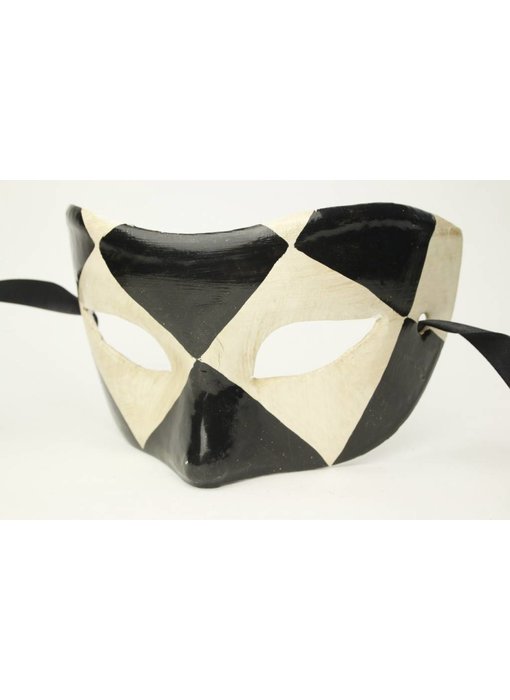 Venetiaans masker 'Chezz' (zwart/wit)