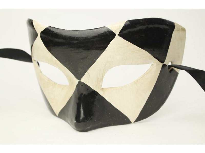 Maschera veneziana 'Scacchi' (bianco e nero)