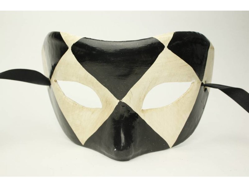 Venetiaans masker 'Chezz' (zwart/wit)