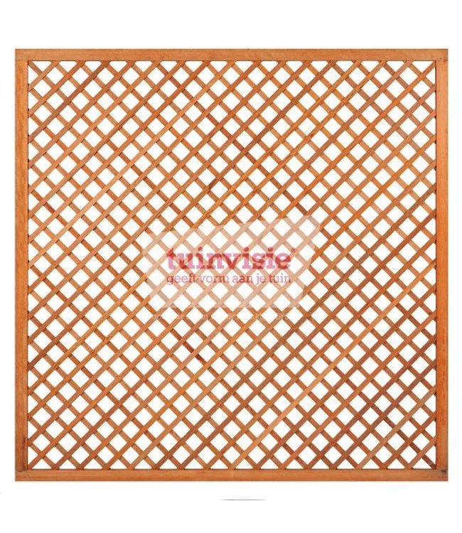 Hardhouten Trellis diagonaal scherm 180x180 cm