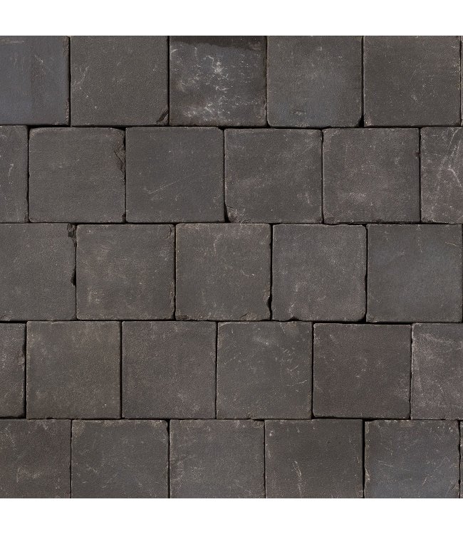 Ares zwart gebakken 15x15x6.5cm bezand getrommeld