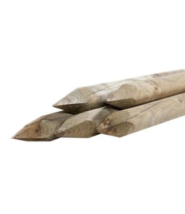 Ronde paal haaks gekort 1 zijde gekroond