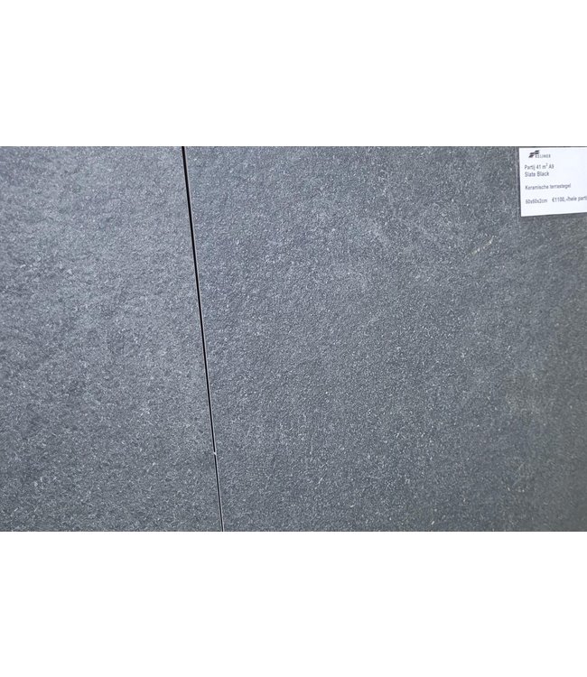 Keramische Buitentegel Slate black 60x60x2 cm