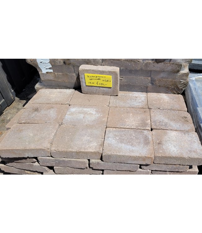 Partij 17 m2 Kanstanje bruin getrommeld 21x28x7cm