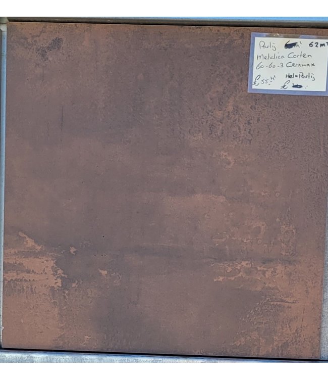 Partij 52m2 Metallica Corten 60x60x3 Keramische buitentegel