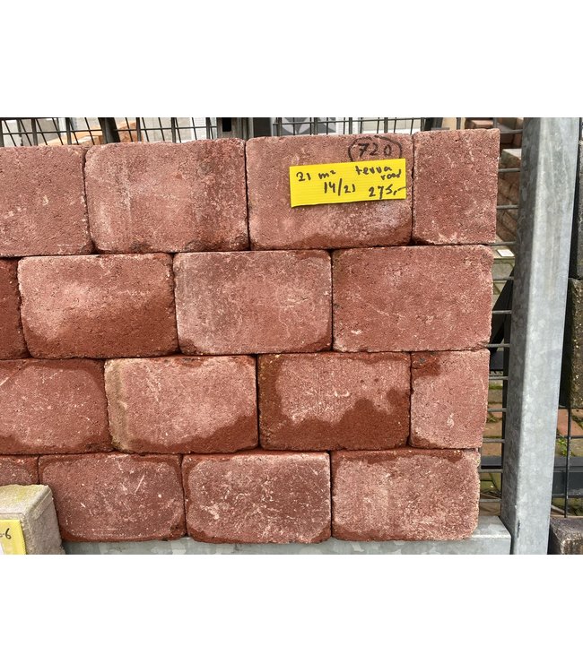 Partij 21m2 Terra rood 14x21x7 getrommeld