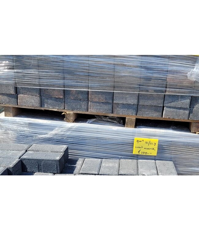 Partij 9m2 Zwart Genuanceerd 21x21x7cm