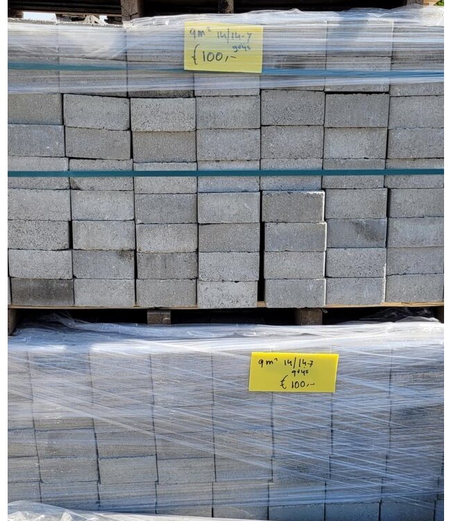 2x Partij 9m2 Grijs 14x14x7cm