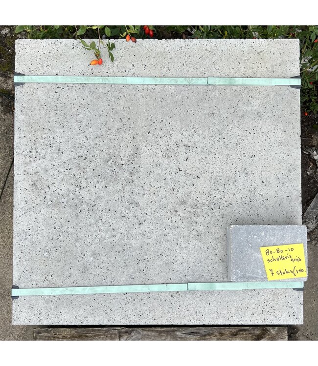 Partij 7 stuks schellevis grijs 80 x 80 x 10