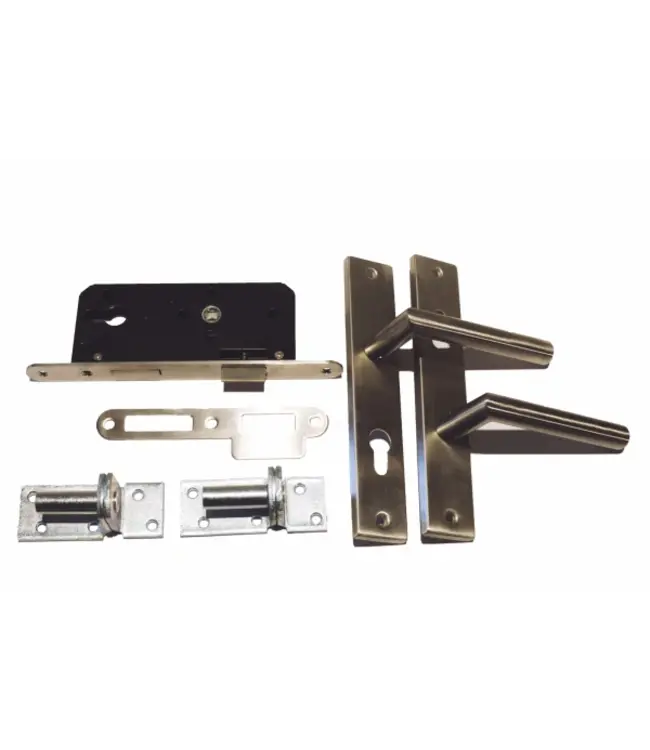 Inbouwslotset RVS voor hard houten deur op stalen frame