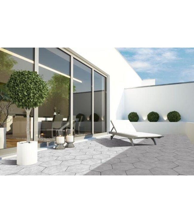 Staptegel Hexagons Quarzite Bianca 60x52x2cm