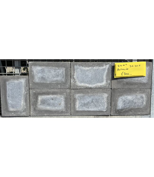 Partij 24 m² Betonsteen Antraciet 30x20x5 cm