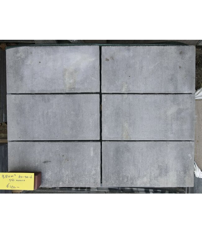 Partij 9,8 m² Betontegel Grijs Nuance 60x30x6 cm