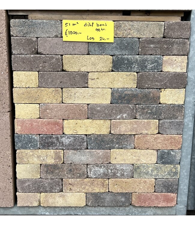 Partij 51 m² Dikformaat Bont Getrommeld