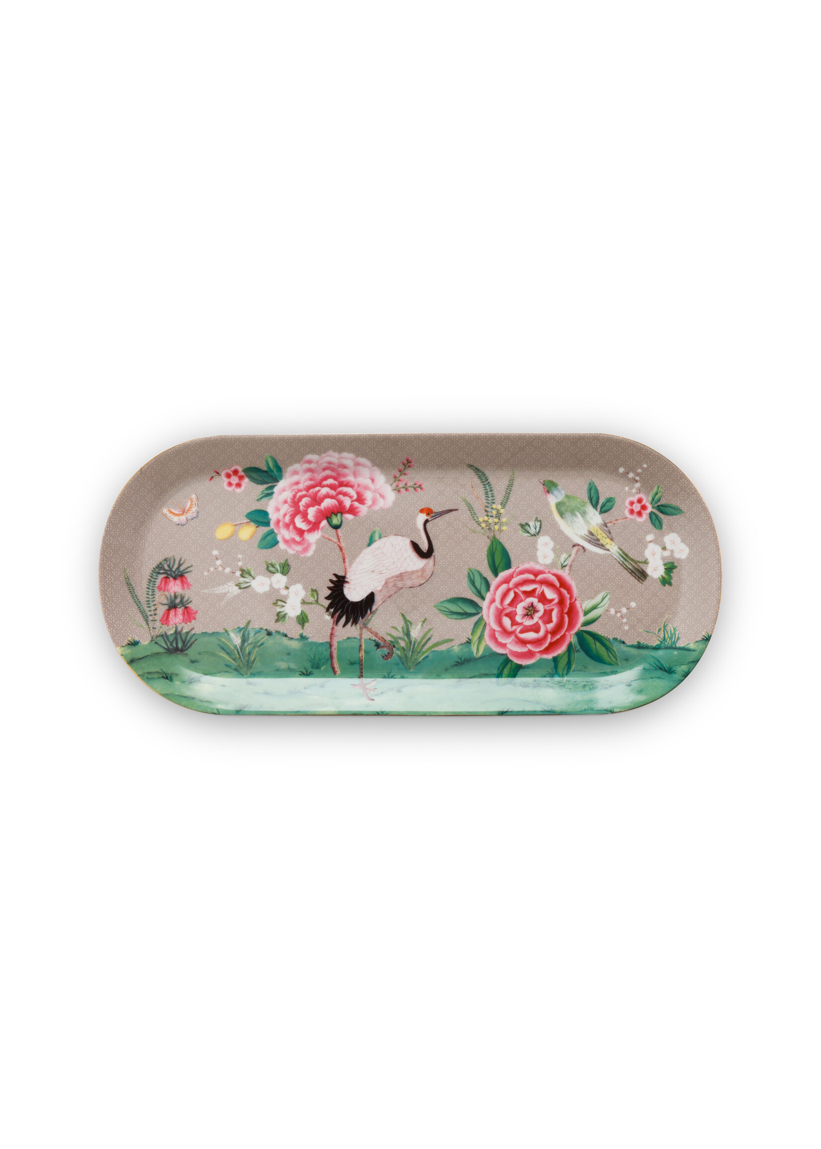 pip studio Cake Tray Rectangular Blushing Birds Khaki 33,3x15,5cm