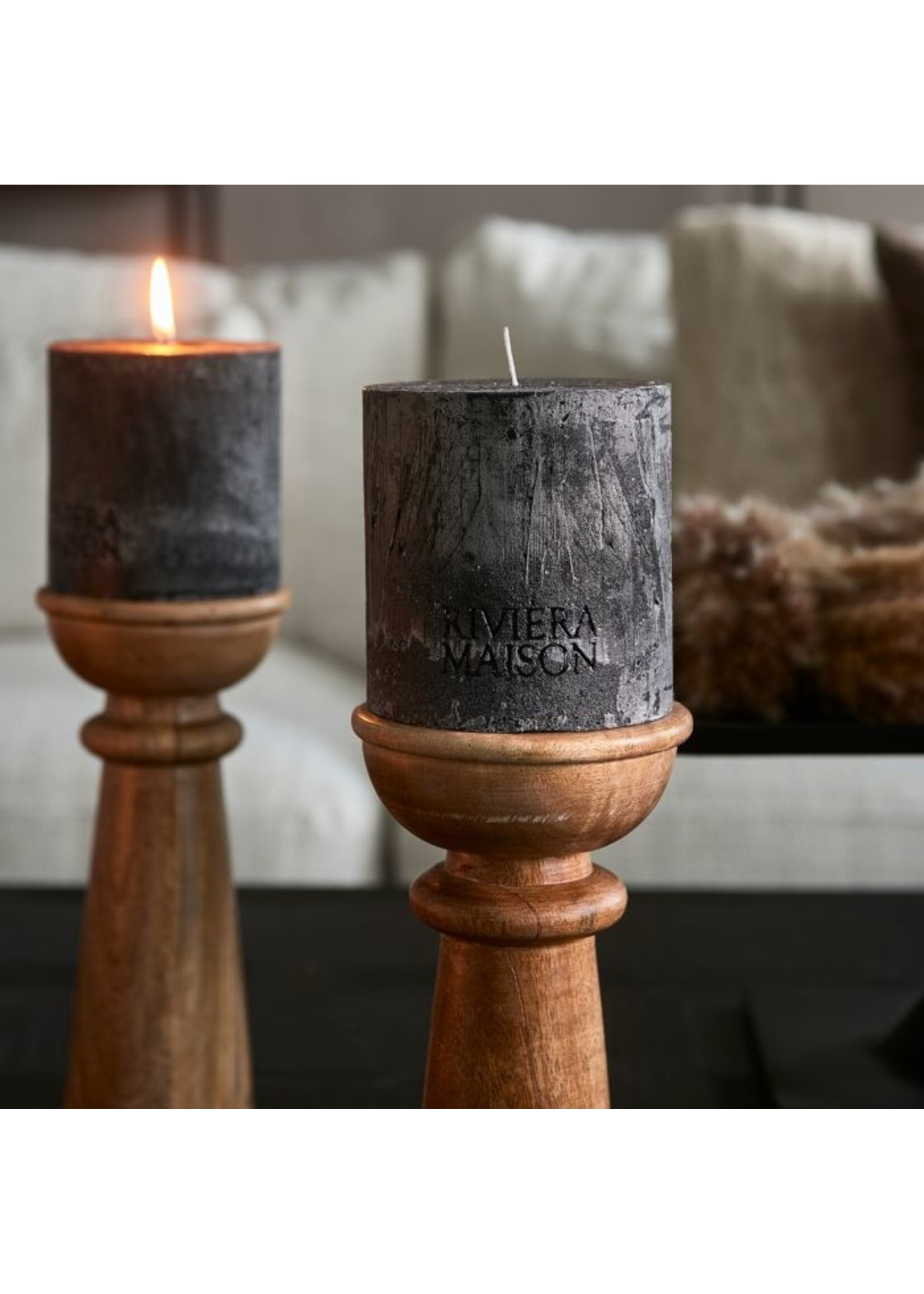 Riviera Maison Pillar Candle Rustic black 10x10