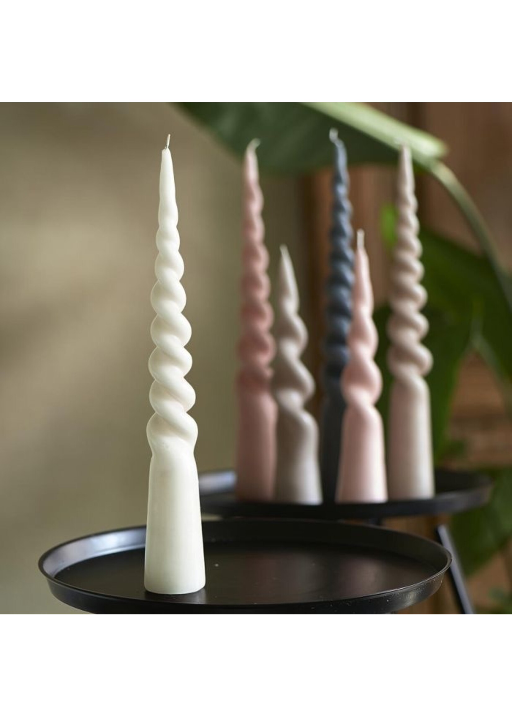 Riviera Maison Twisted Cone Candle off-white H35