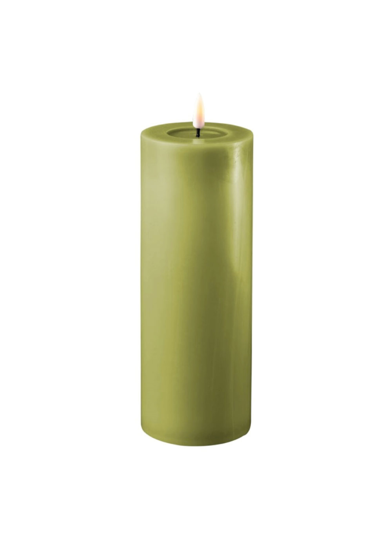 De Luxe Homeart Olive Green LED Candle D: 7,5 * 20 cm