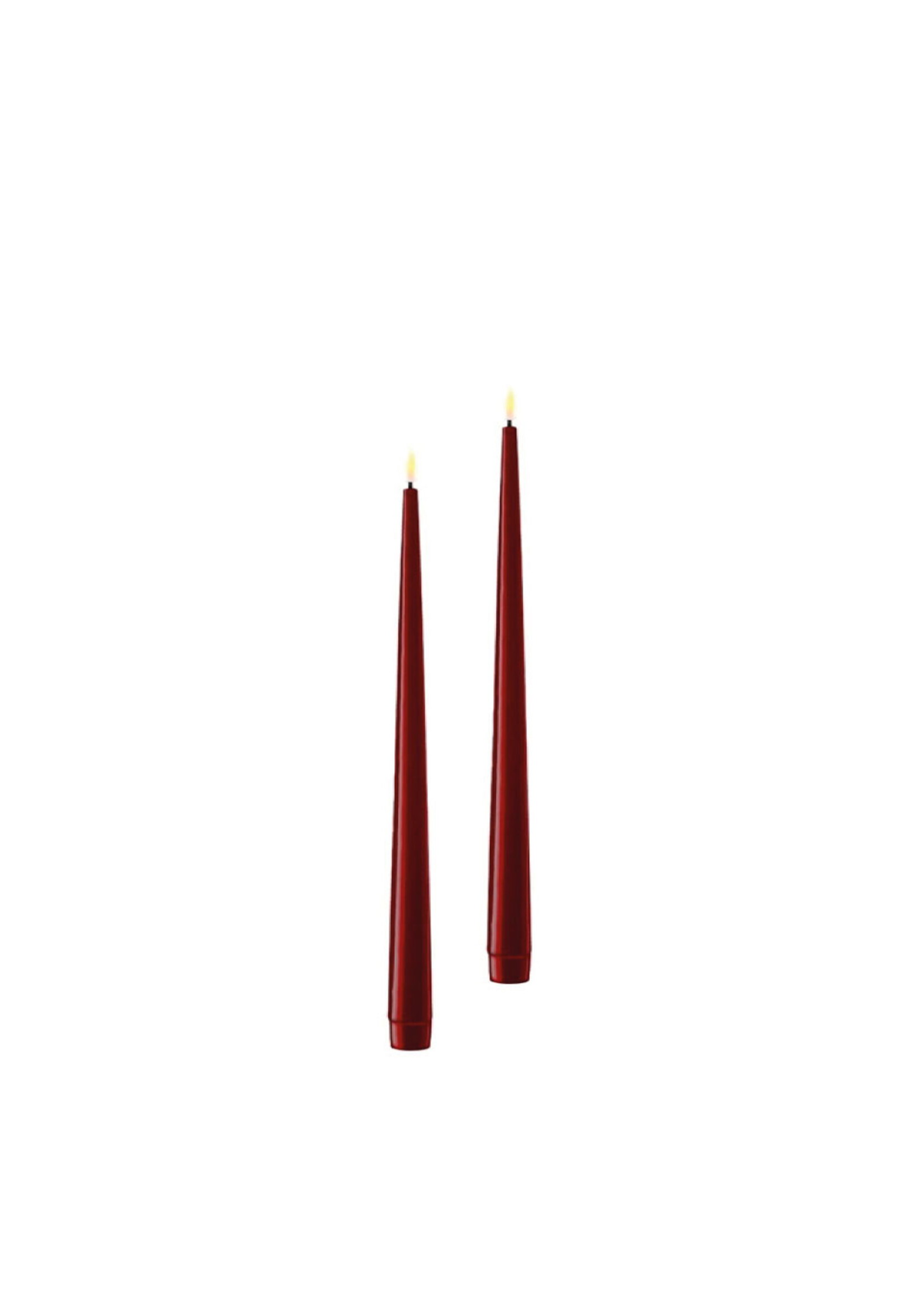 De Luxe Homeart Bourgogne Red LED Shiny Dinner Candle D: 2,2 * 38 cm (2 pcs,)