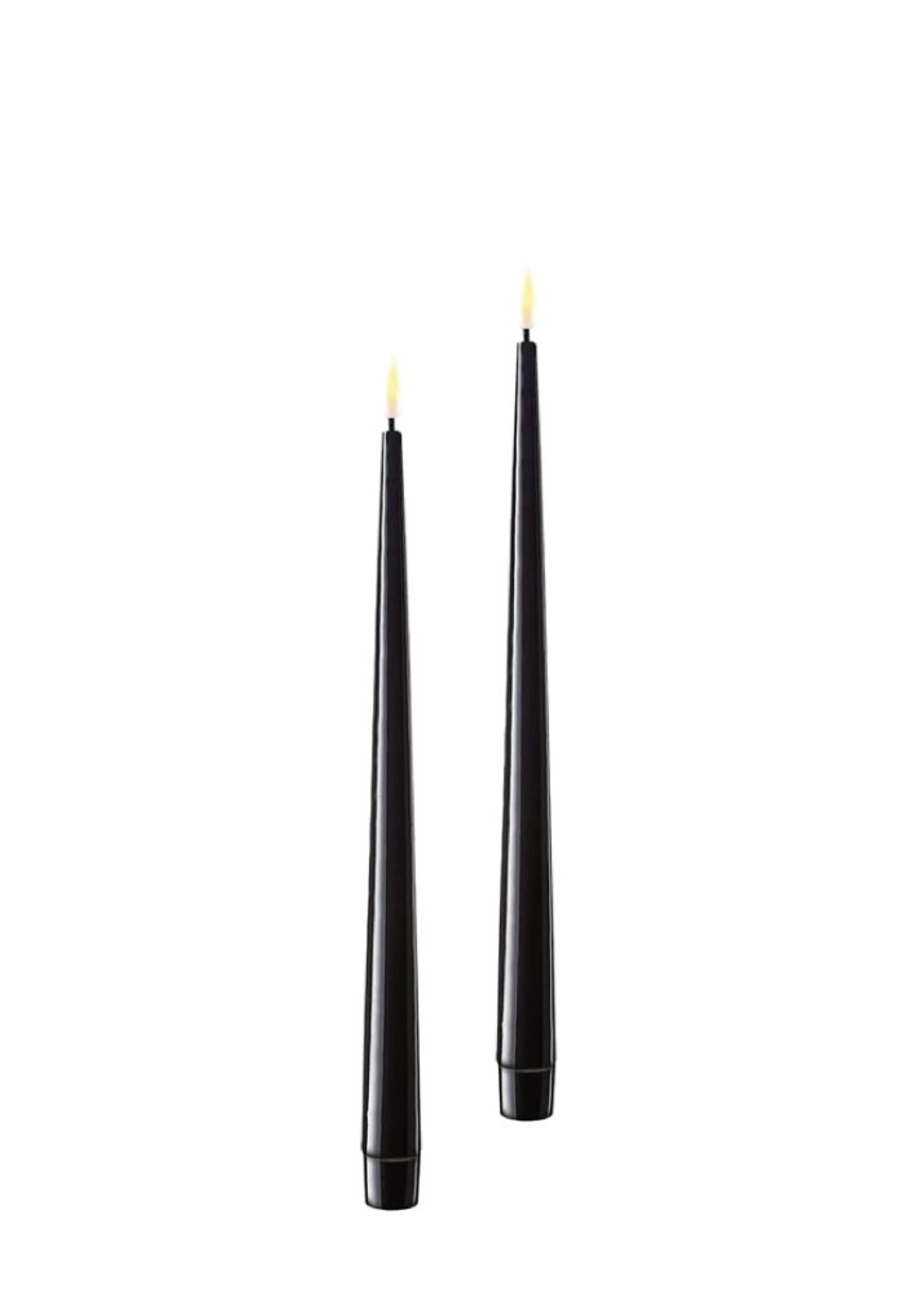 De Luxe Homeart Black LED Shiny Dinner Candle D: 2,2 * 28 cm (2 pcs.)