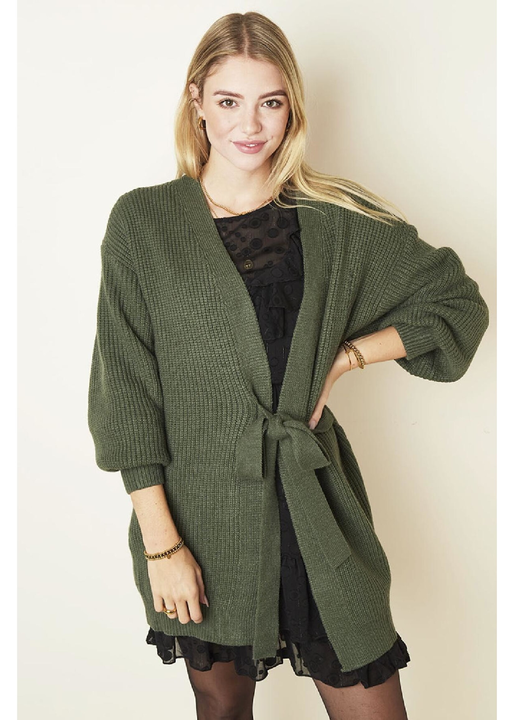 Yehwang Cardigan wrapped long one size grijs