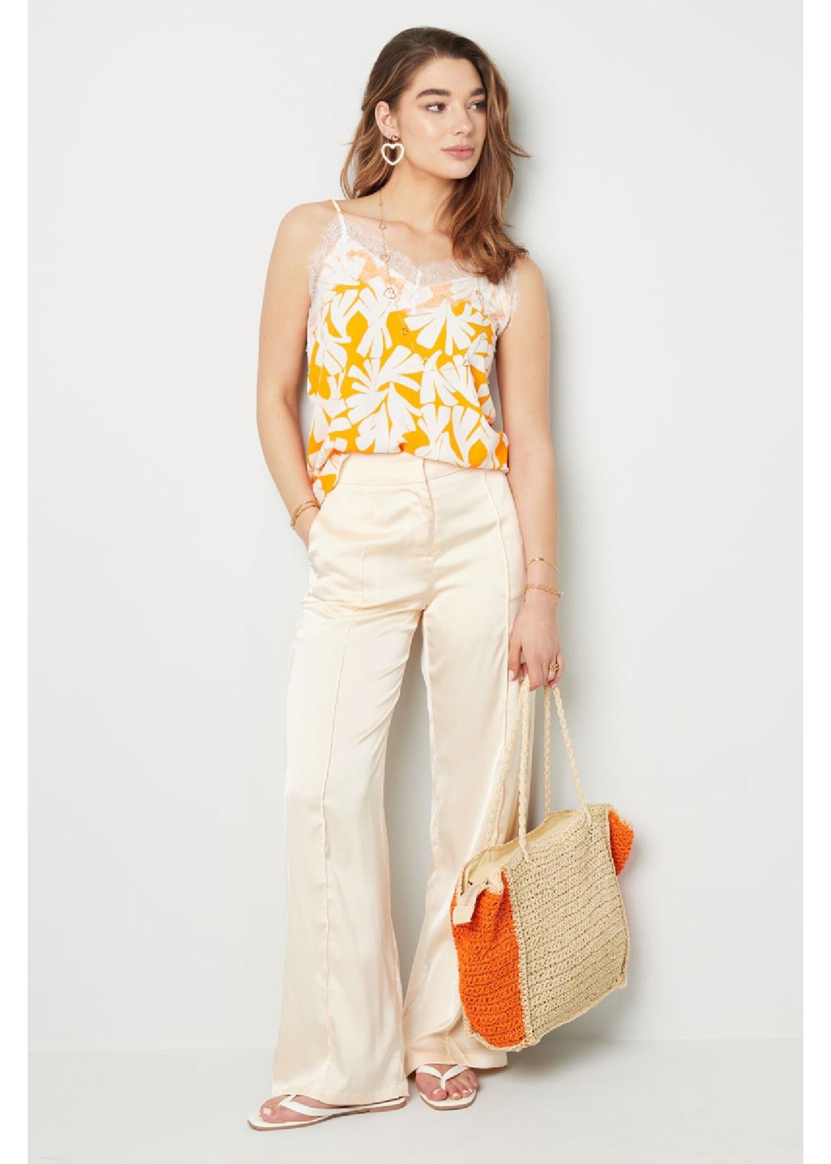 Pantalon glimmende stof Paars M