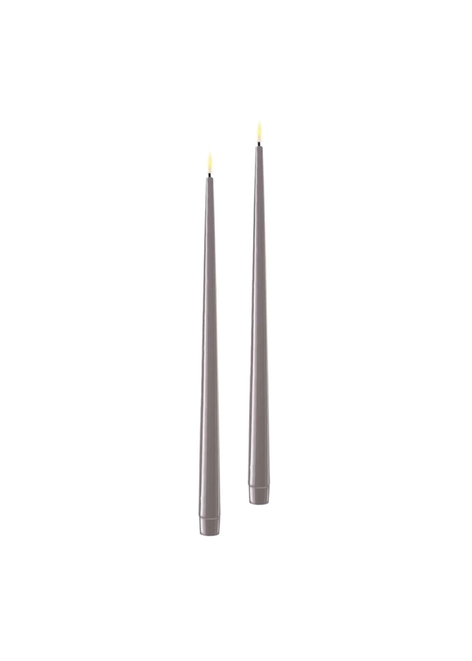 De Luxe Homeart grey  LED Shiny Dinner Candle D: 2,2 * 38 cm (2 pcs,)