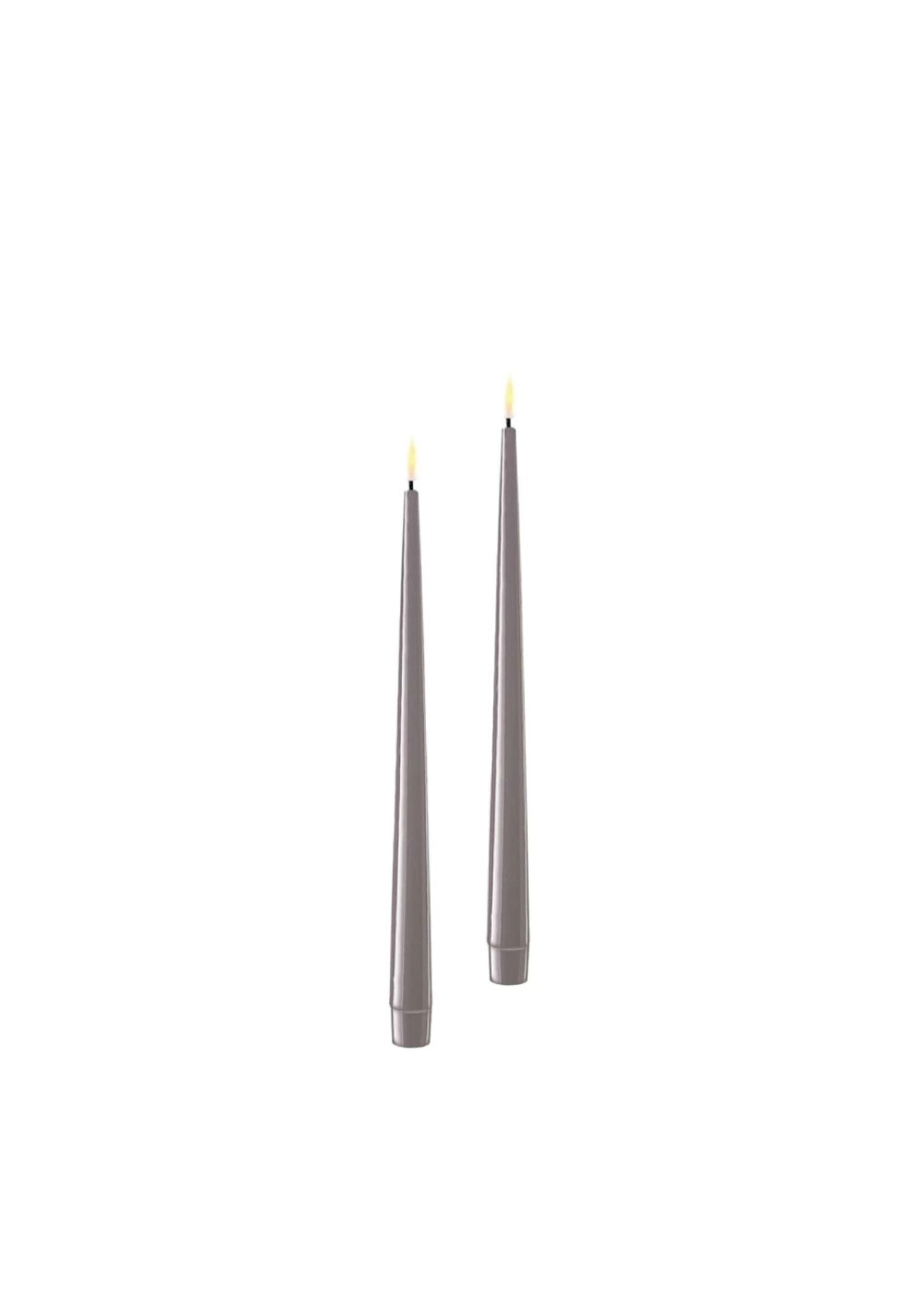 De Luxe Homeart Grey LED Shiny Dinner Candle D: 2,2 * 28 cm (2 pcs.)