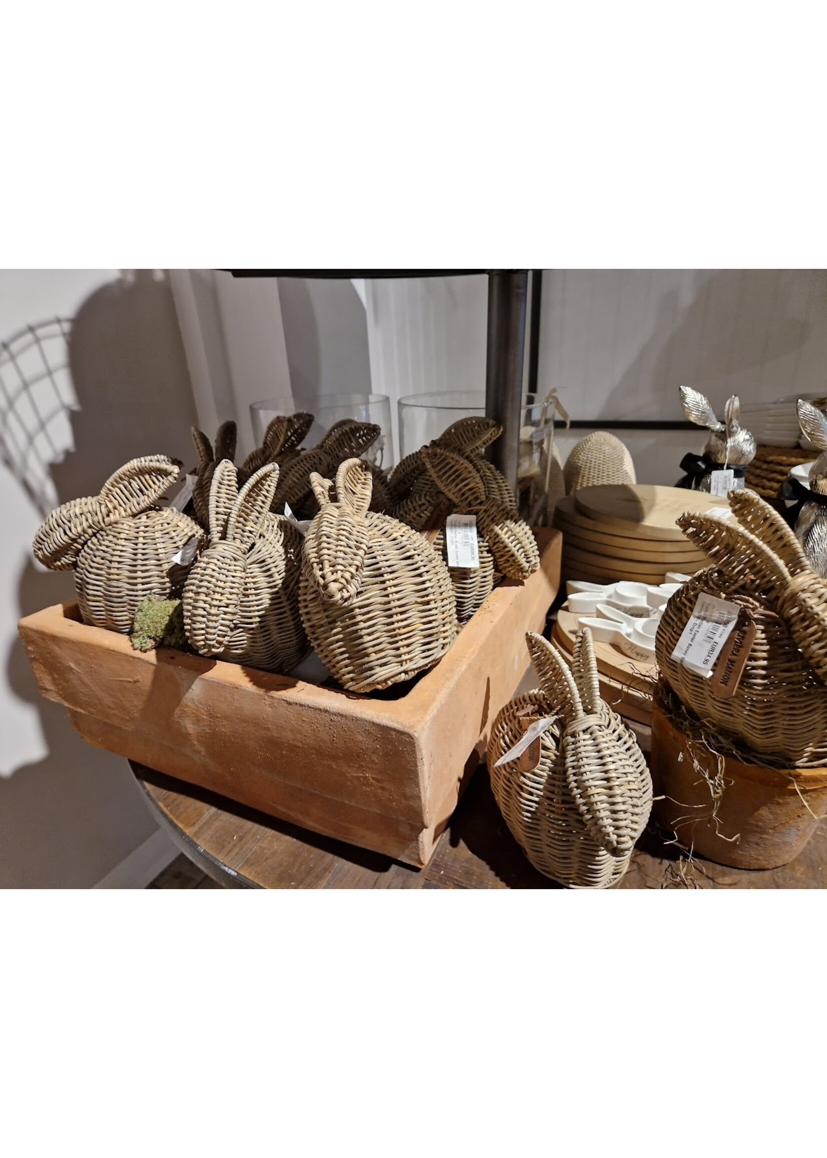 Rustic Rattan Easter Bunny Statue