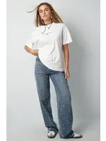 Denim jeans pearl adorement - blauw L