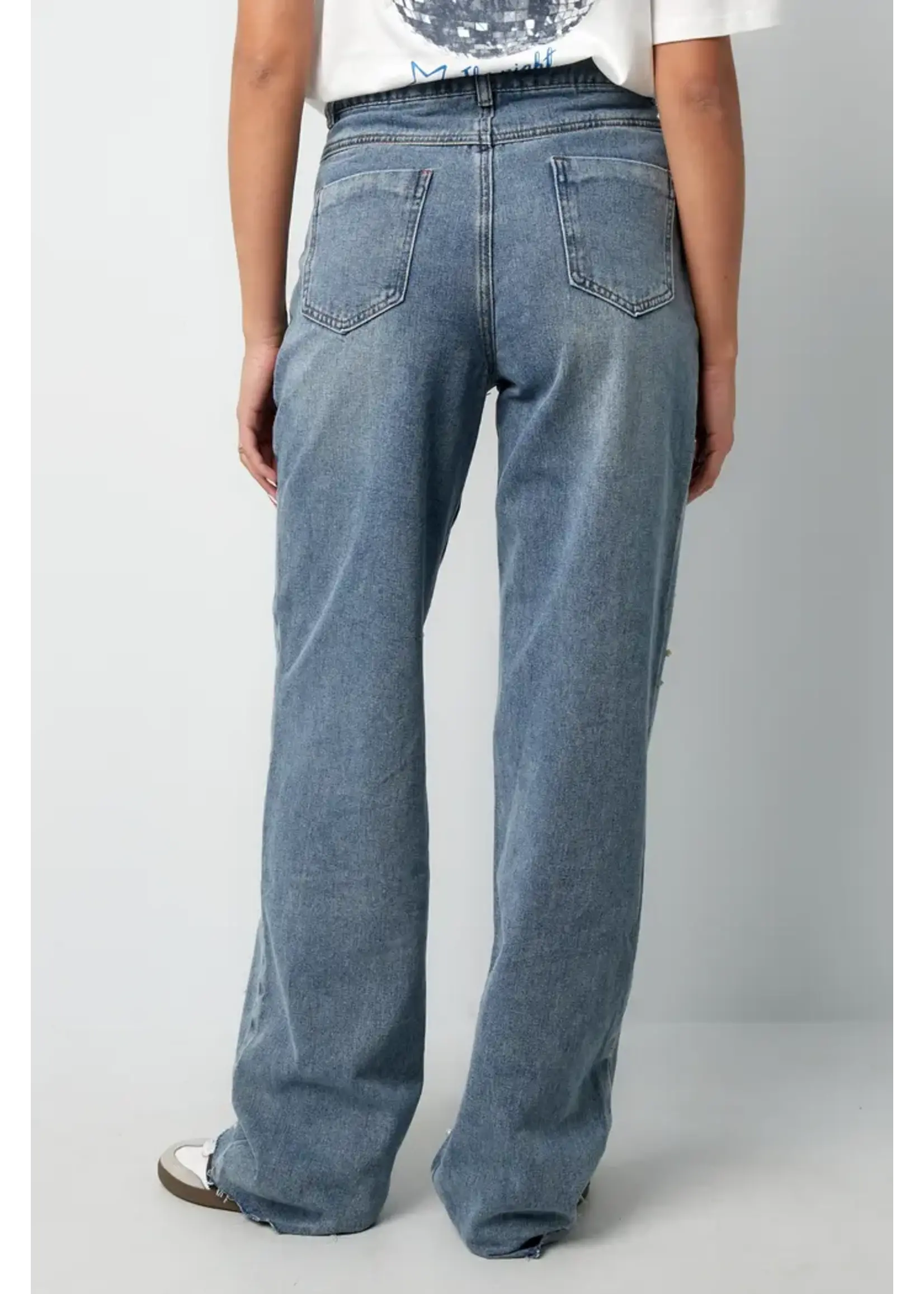 Denim jeans pearl adorement - blauw L