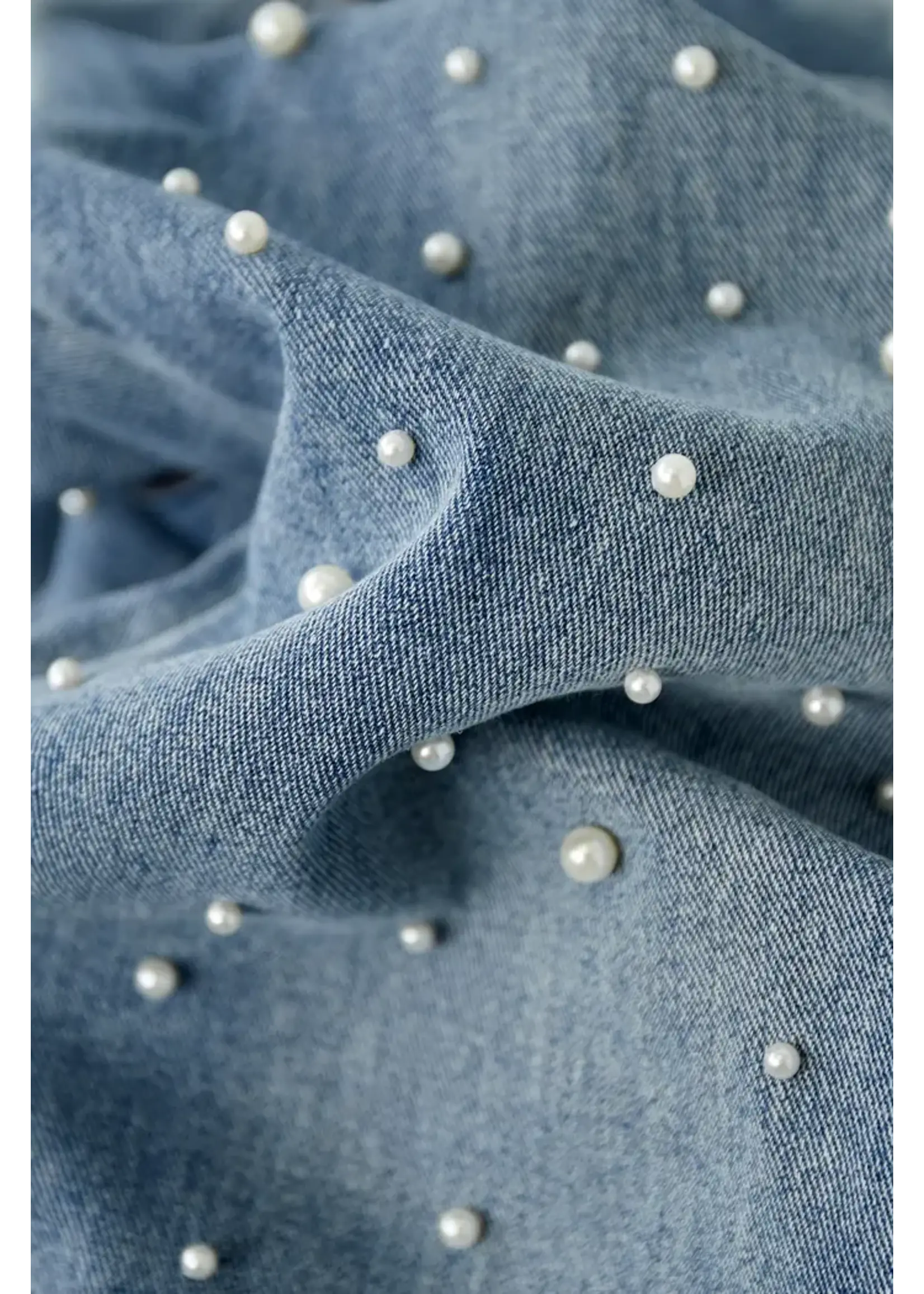 Denim jeans pearl adorement - blauw L