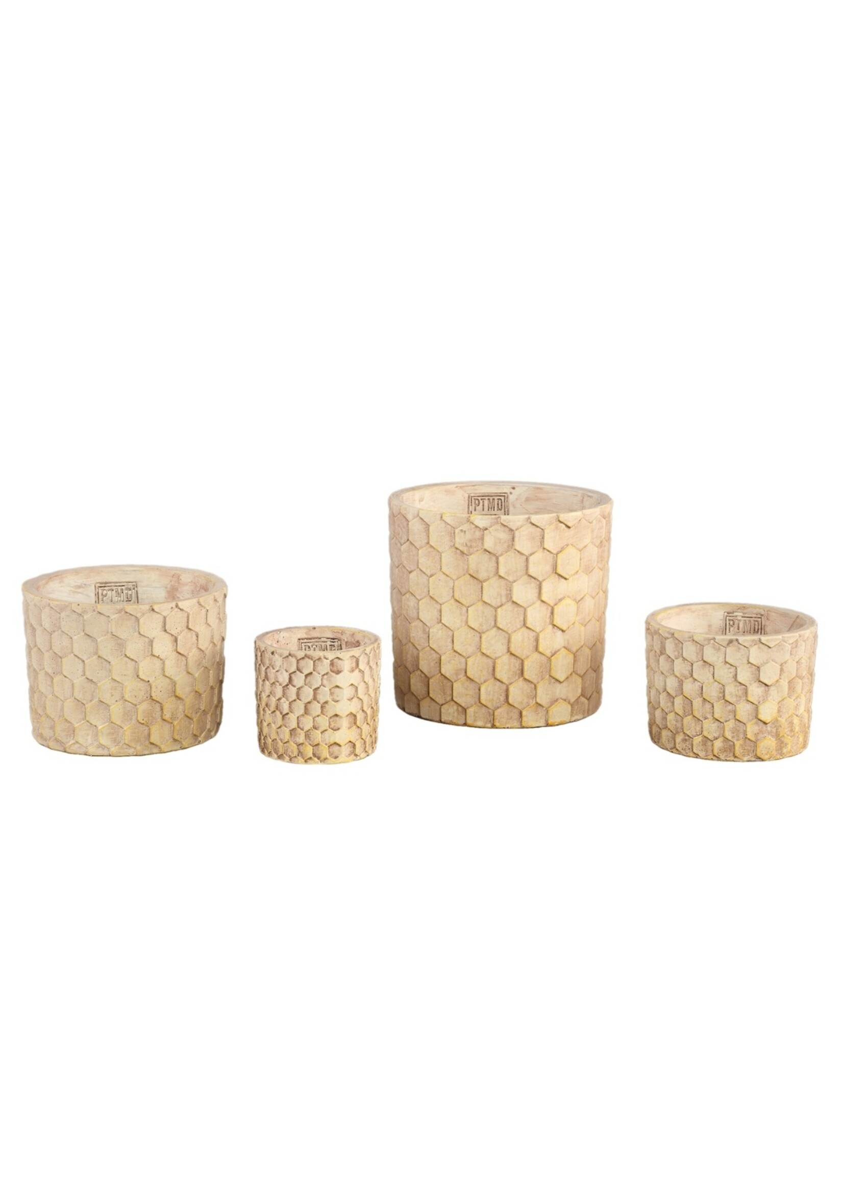 PTMD bloempot Settlers Honeycomb crème M 14 cm