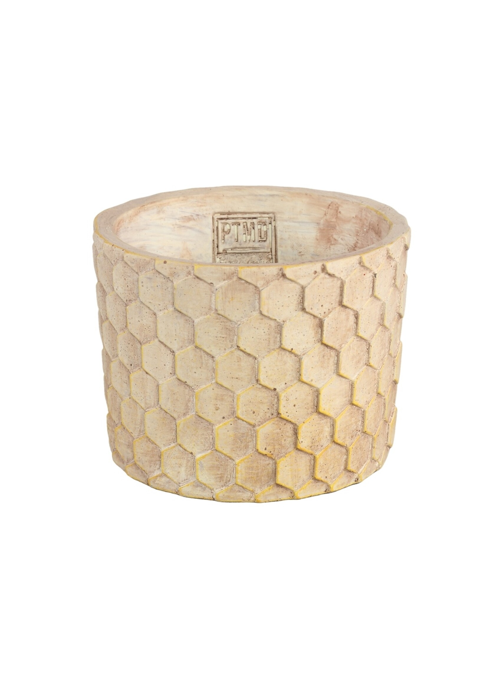 PTMD bloempot Settlers Honeycomb crème M 14 cm