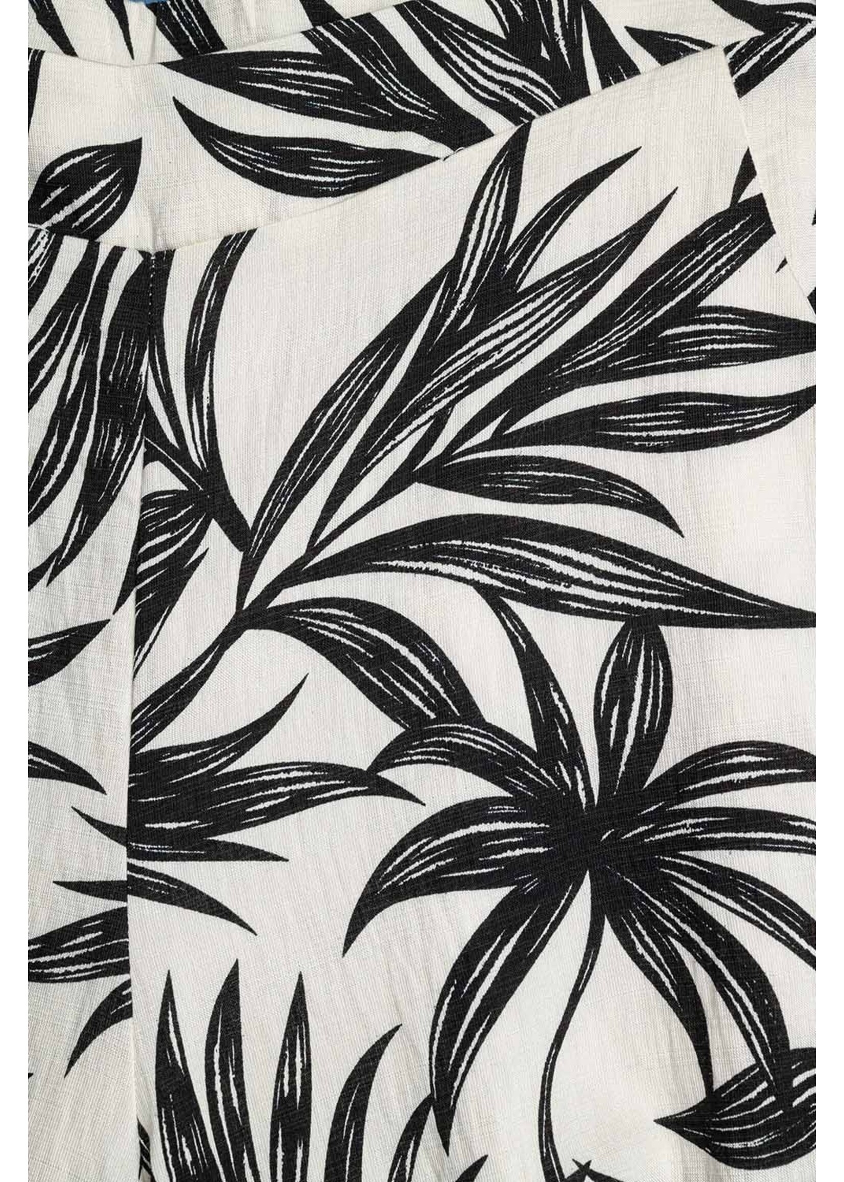 Q2 Witte Pantalon Met Brede Pijpen En Bloemen Detail In Zwart Maat; L