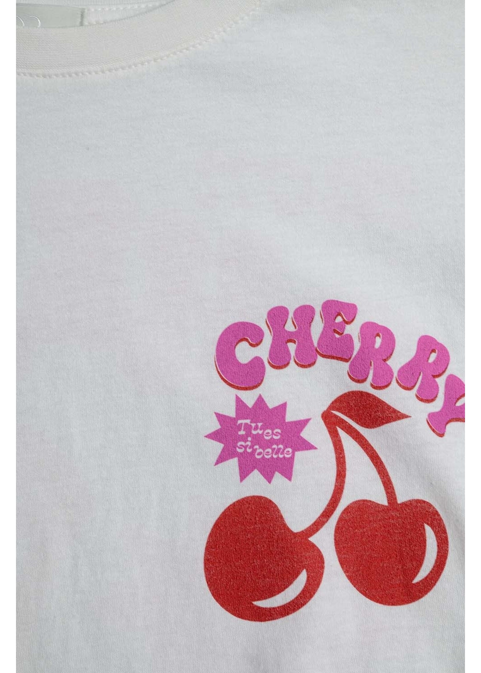 Q2 Wit T-shirt met kers in logo en letters