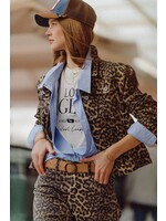 Q2 Bruin jasje met luipaardprint in denimstof Maat; XL