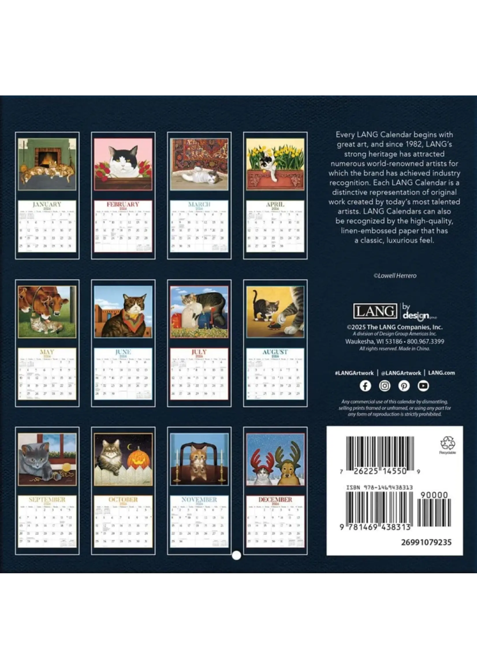 Lang American Cat Lang Calendar 2026