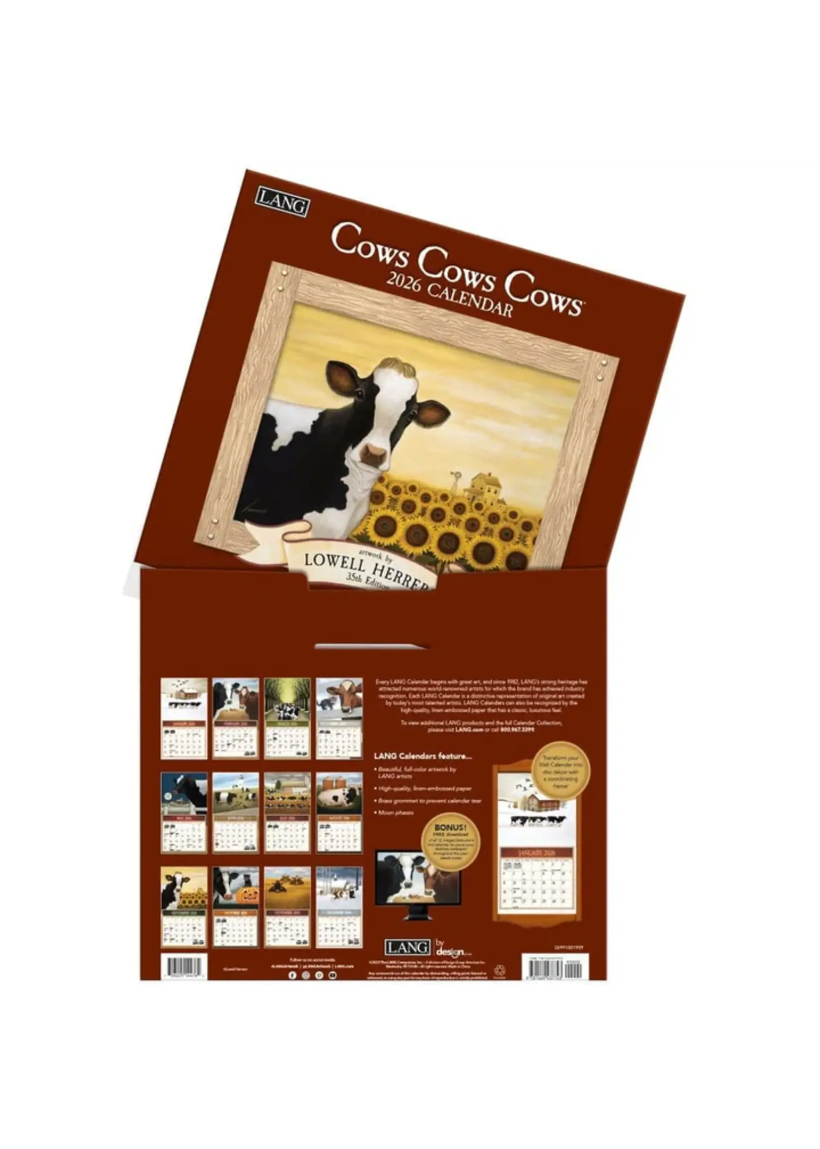 Lang Cows, Cows, Cows Lang Calendar 2026