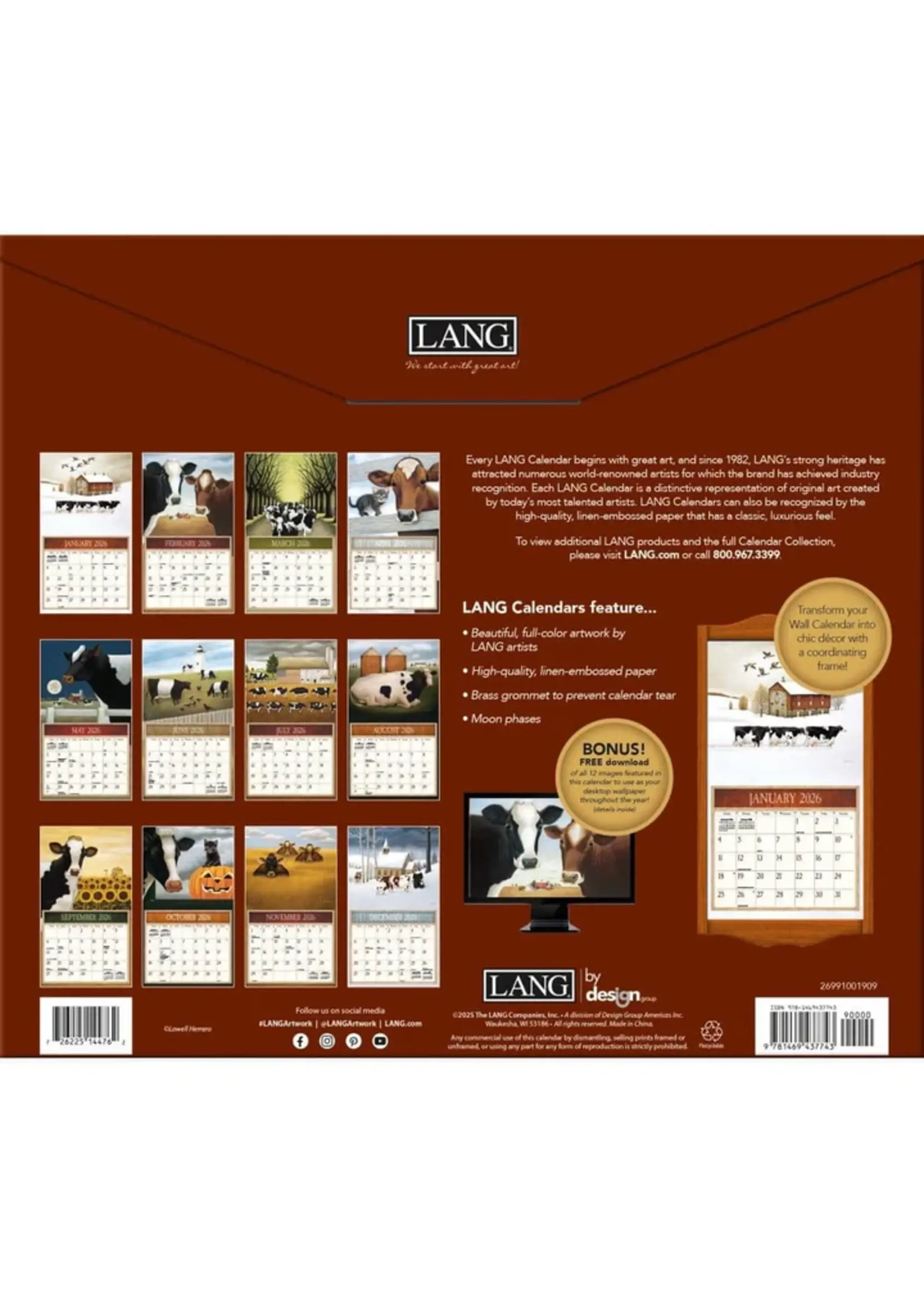 Lang Cows, Cows, Cows Lang Calendar 2026