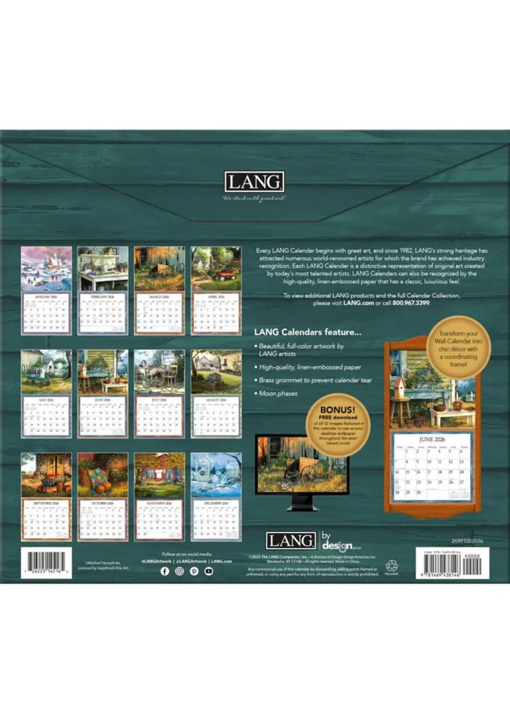 Lang Simple Country Lang Calendar 2026
