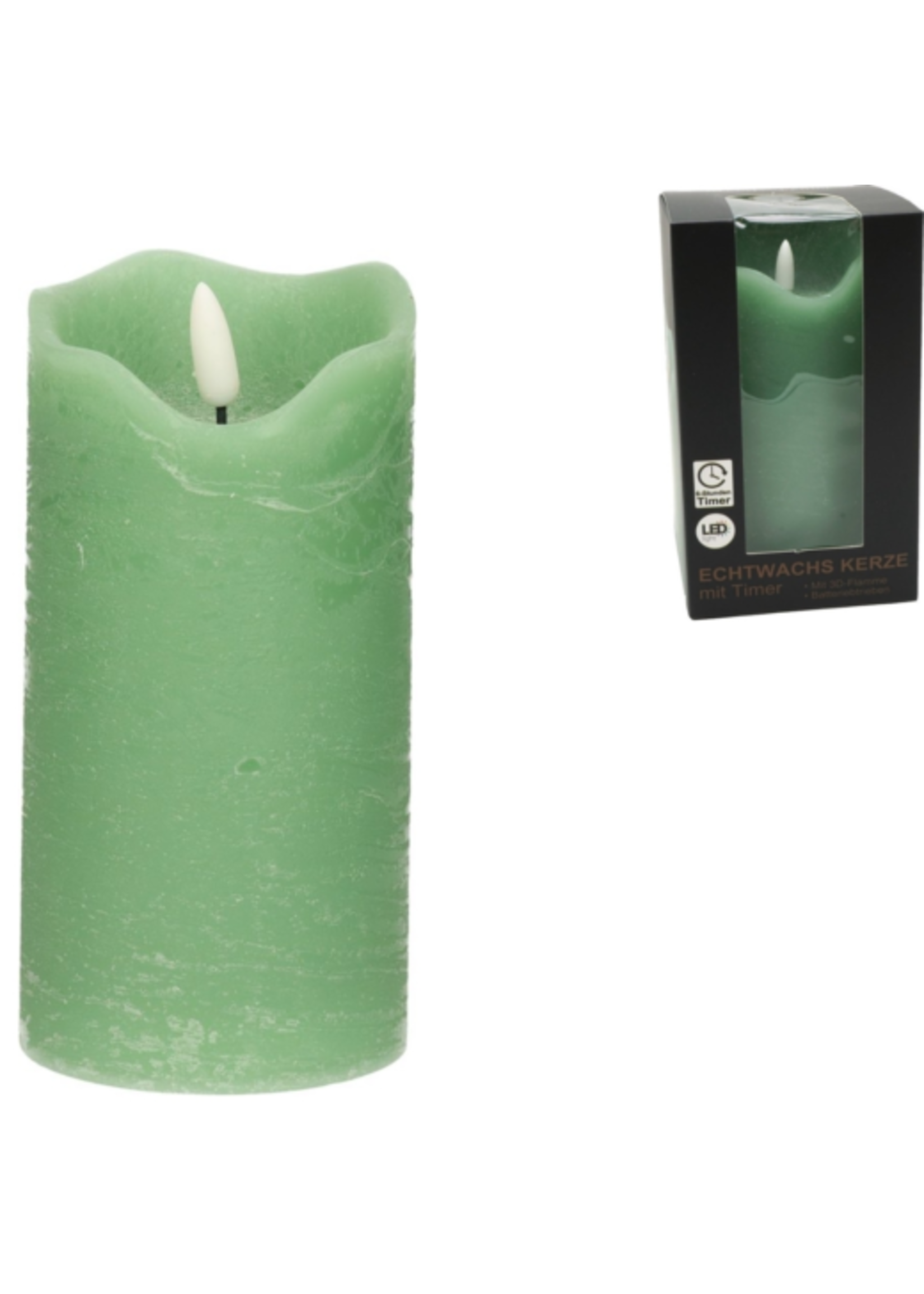 Stern Fabrik LED kaars timer op batterij groen 15 cm