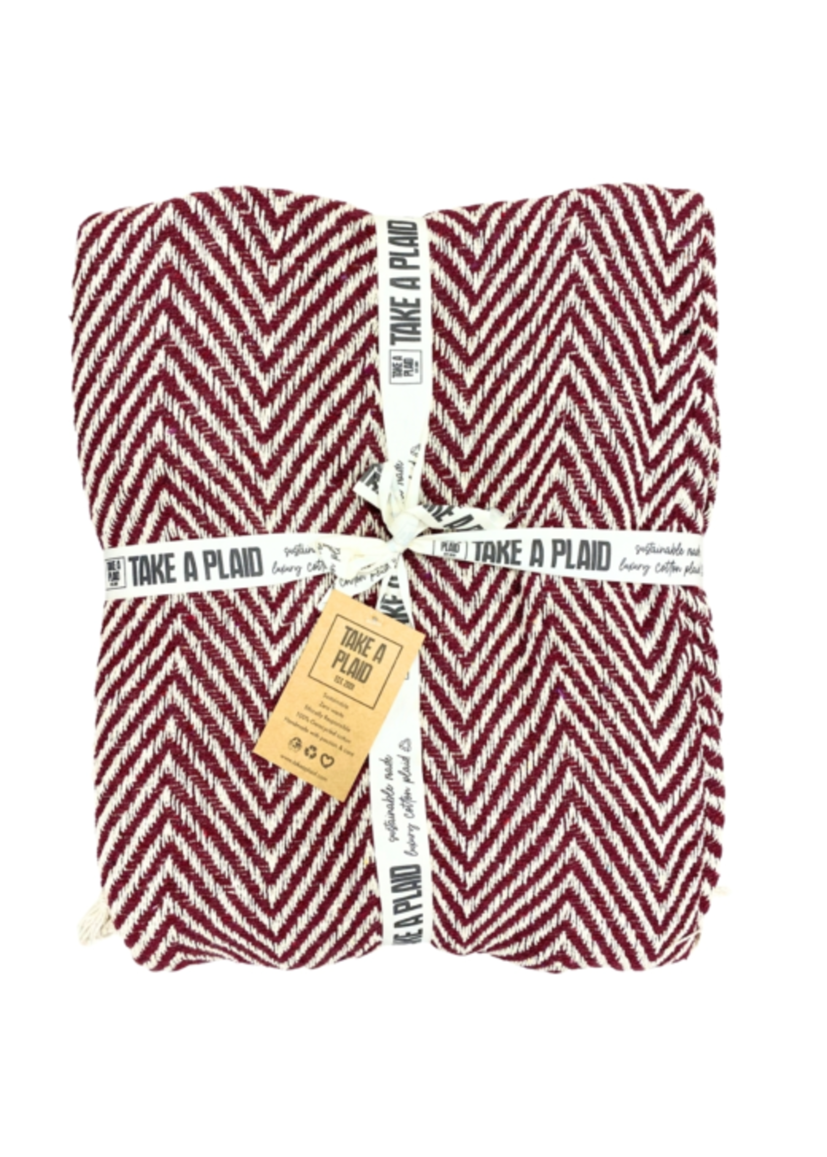 Take a plaid 31 gerecycled katoen rood 125 x 150 cm