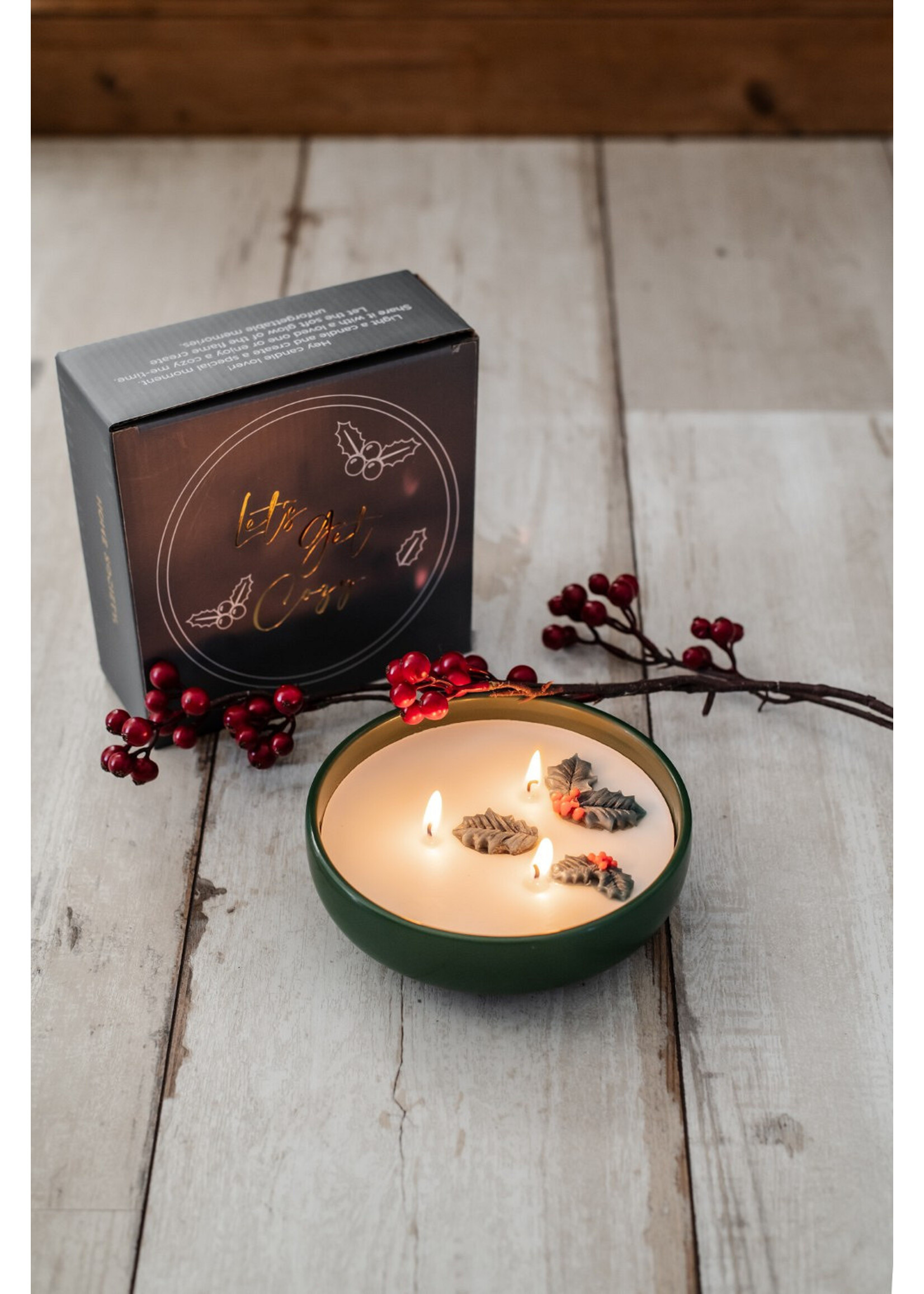 Home Society Kaars Holly Bowl