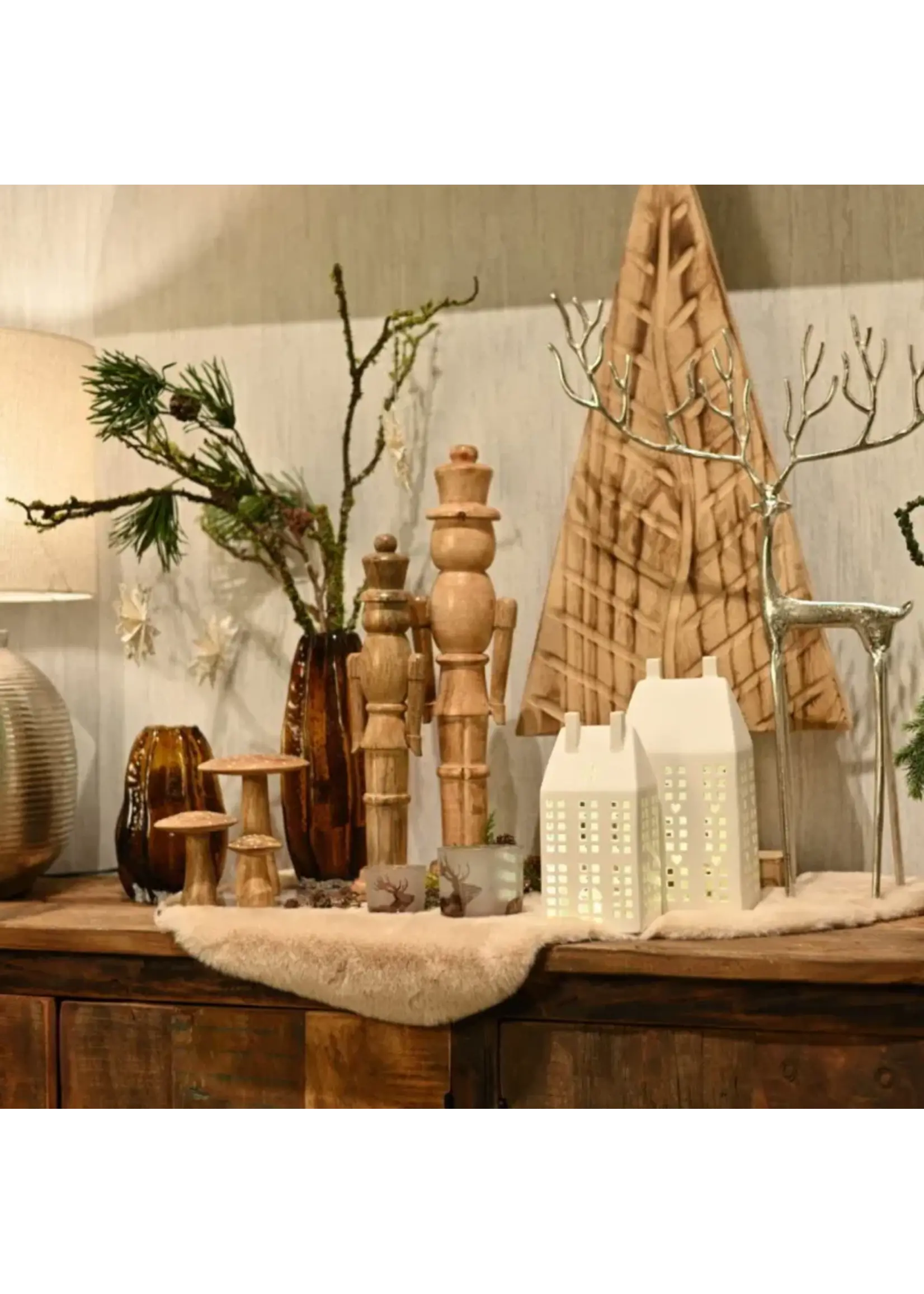 Paddenstoel van natuurlijk mangohout (B/H/D) 9x10x9cm